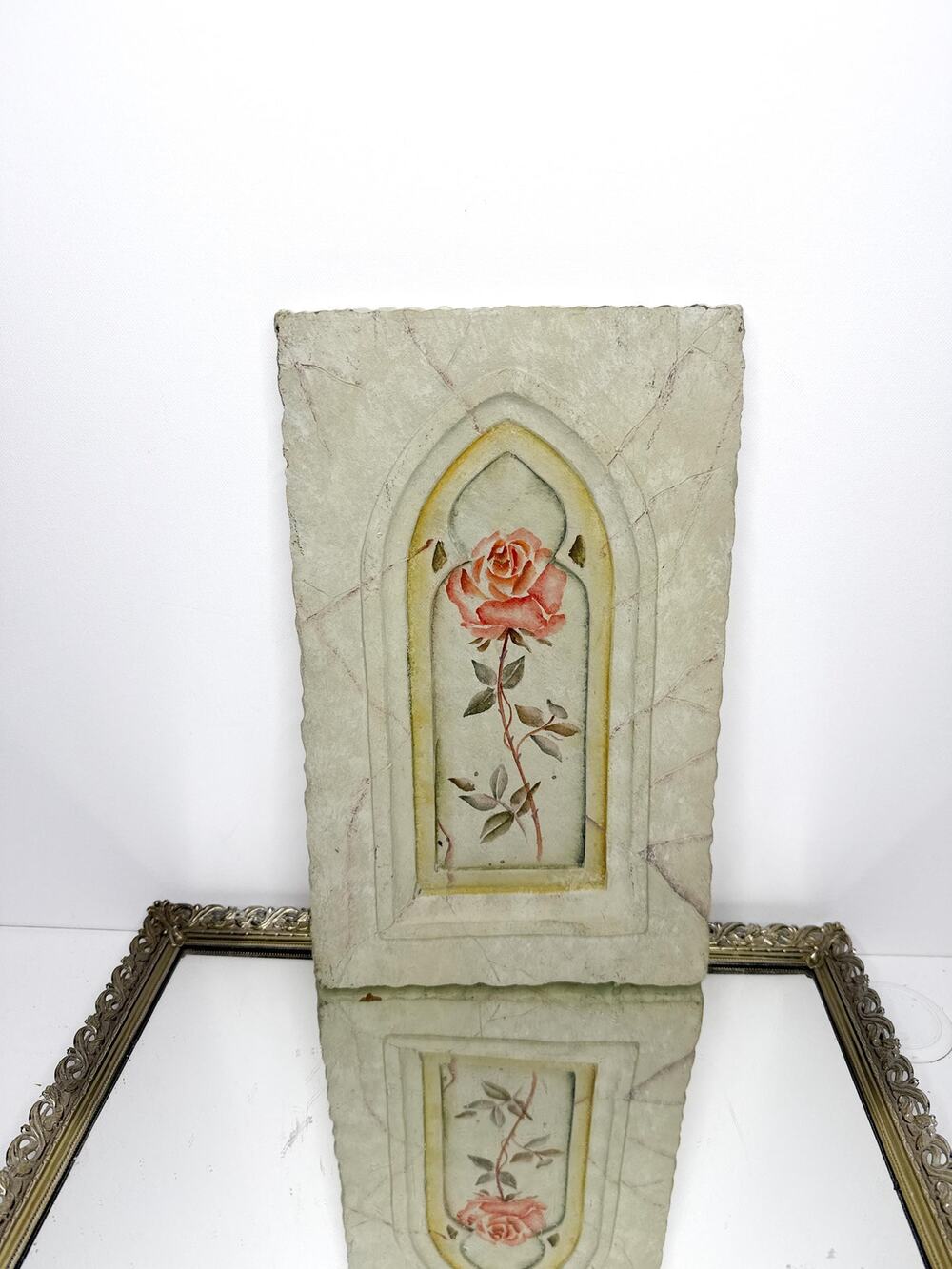 Unique Vintage Floral Rose Painting Wall Plaque